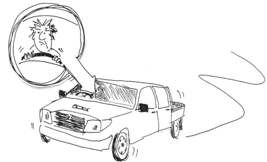 Cartoon of car slipping on the road